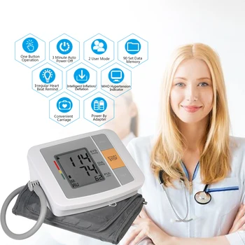 

Arm Blood Pressure Monitor with Cuff Digital Sphygmomanometer Pulse Rate/2 User Mode/90 Data Memory/IHB Indicator