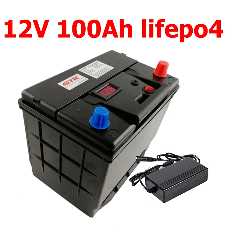 

12V 100AH lifepo4 battery not 12v 80ah li ion With bms camping backup power inverter RV boat inverter light Solar +10A Charger