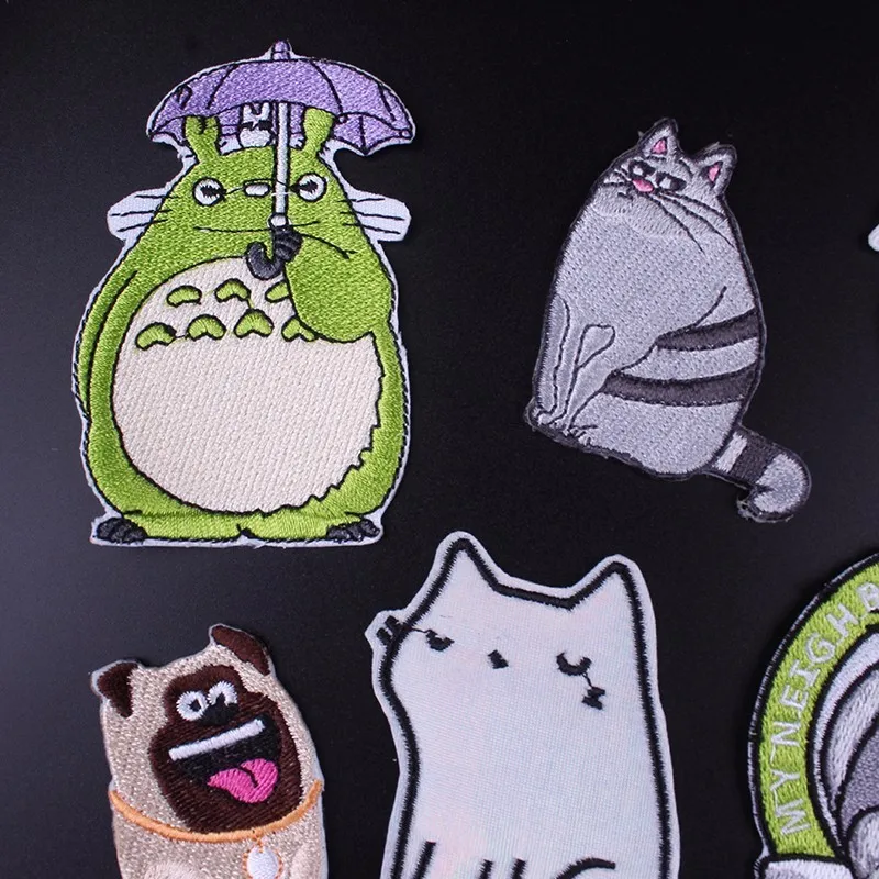 Pulaqi Tonari No Totoro нашивки на руку значок декор для сумки одежда джинсы Пришивные железные наклейки Шляпа кошка животное патч DIY H