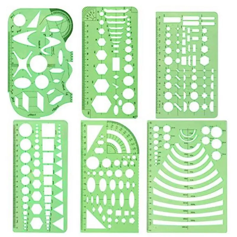 6 шт/9 шт набор зеленый пластиковый круг и овальные шаблоны измерительные шаблоны линейки цифровой рисунок для офиса