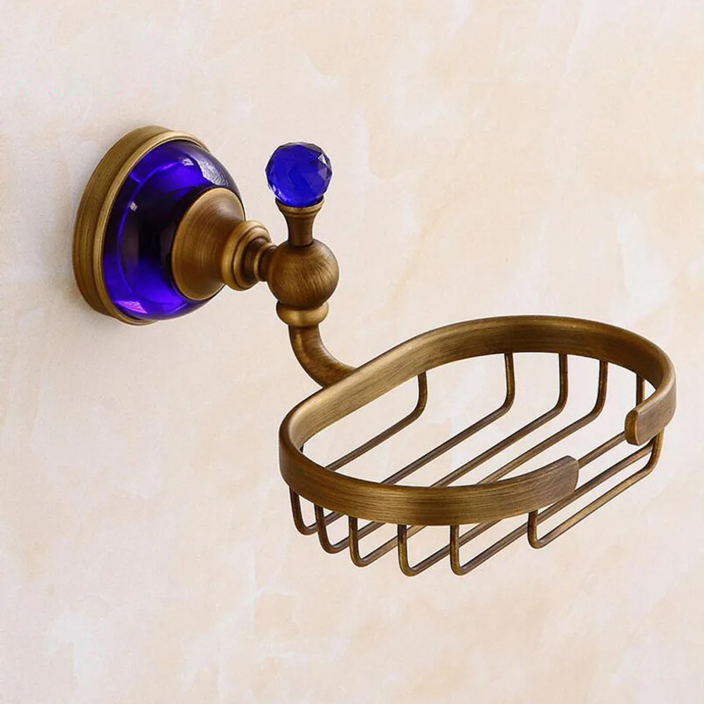 

Bathroom accessories all copper European hollow antique soap net blue jade soap shelf toiletries soap box LO816303