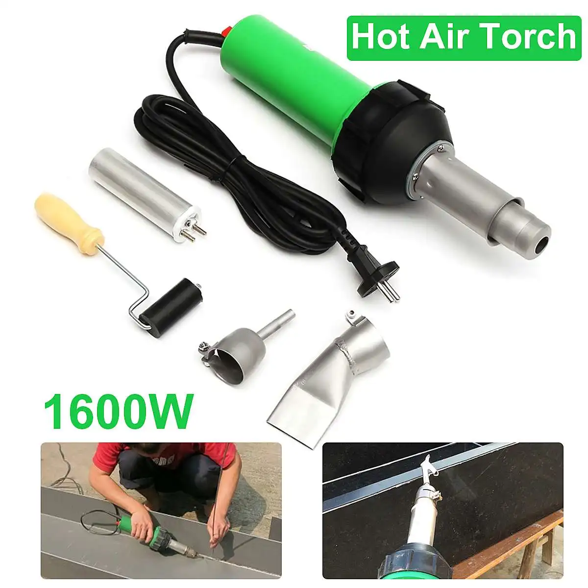 

220V 1600W 50Hz Electronic Heat Hot Air Torch Plastic Welding Welders Torch + Nozzle + Pressure Roller 3000Pa