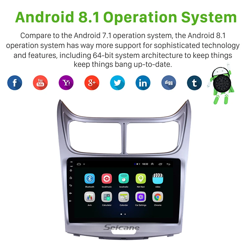 Cheap Seicane 8-core 10 inch Touchscreen Android 8.1 head unit for 2009-2013 Sail Radio Stereo GPS Navigation with Bluetooth WIFi 1