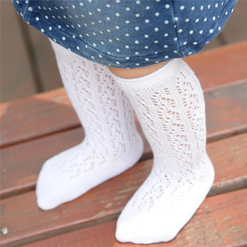 

Cute Frilly Baby Infant Girl Non-Slip Stockings Knee High Lace Princess Tights Long Tube Booties Soft Cotton Anti-Slip Stocking