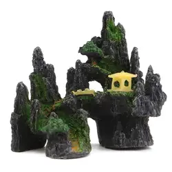 13x8x14 см смолы аквариум с видом на горы скала скрывая пещера дерево для аквариума Ландшафтный орнамент украшения