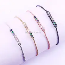 10 шт микс Цвет Микро паве Радуга CZ Циркон регулируемый ползунок цепи Шарм Браслеты для женщин ювелирные изделия