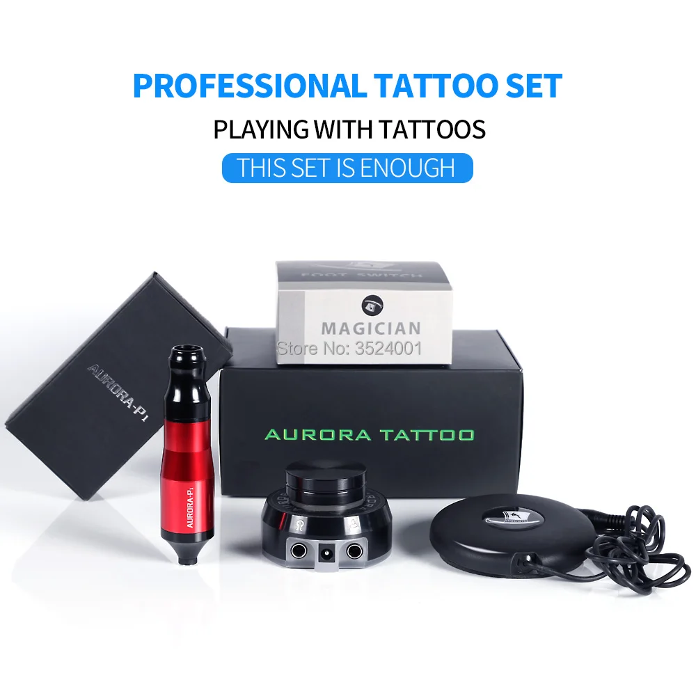 

Professional Tattoo Machine Rotating Pen Tattoo Suit Tattoo Pen Aurora Power Foot Pedal Mini Power Tattoo Supplies
