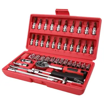 

46pc Spanner Socket Set 1/4 Car Repair Tool Ratchet Wrench Set hand Tool
