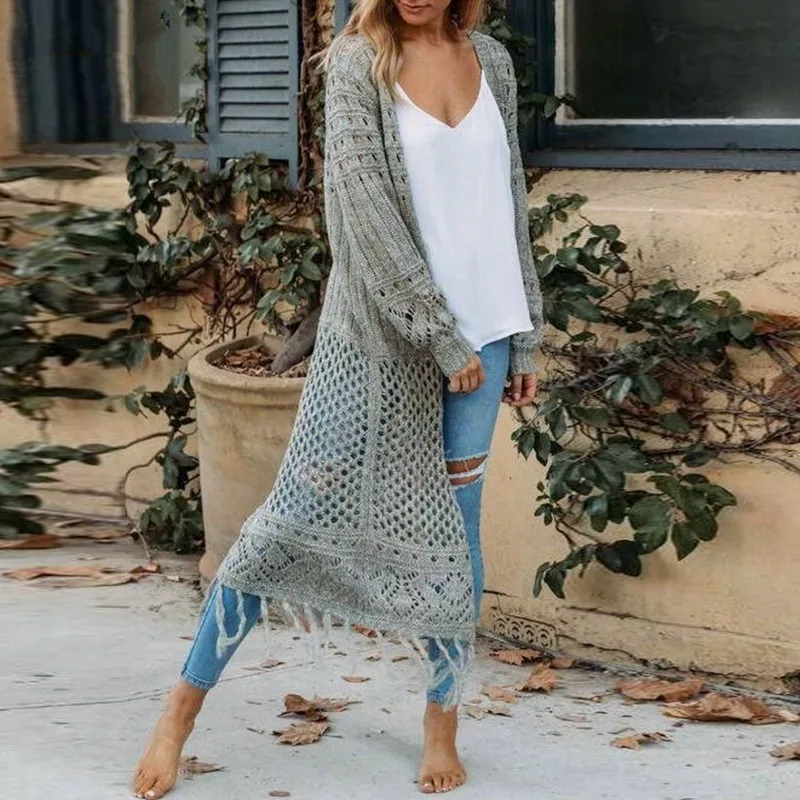 Fashion Casual Sexy Hollow Out Women Sweater Cardigan Solid Winter Knitted Cardigan Chic Long Tassel Knitwear Cardigans Jumpers Fashion Casual Sexy Hollow Out Women Sweater Cardigan Solid Winter Knitted Cardigan Chic Long Tassel Knitwear Cardigans Jumpers