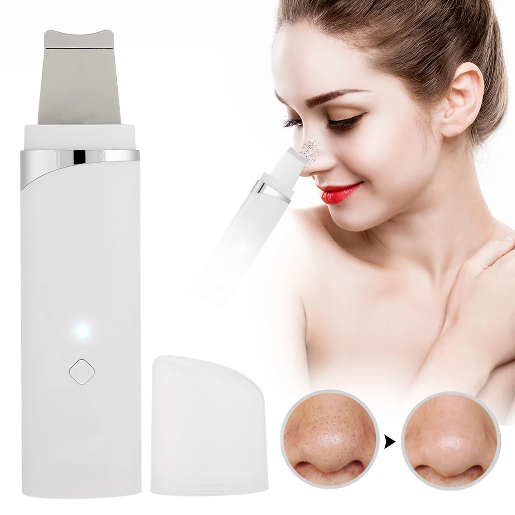 

Ultrasonic Vibration Skin Scrubber Instrument Ion Cleansing Spatula Blackhead Grease Removal Face Care ec