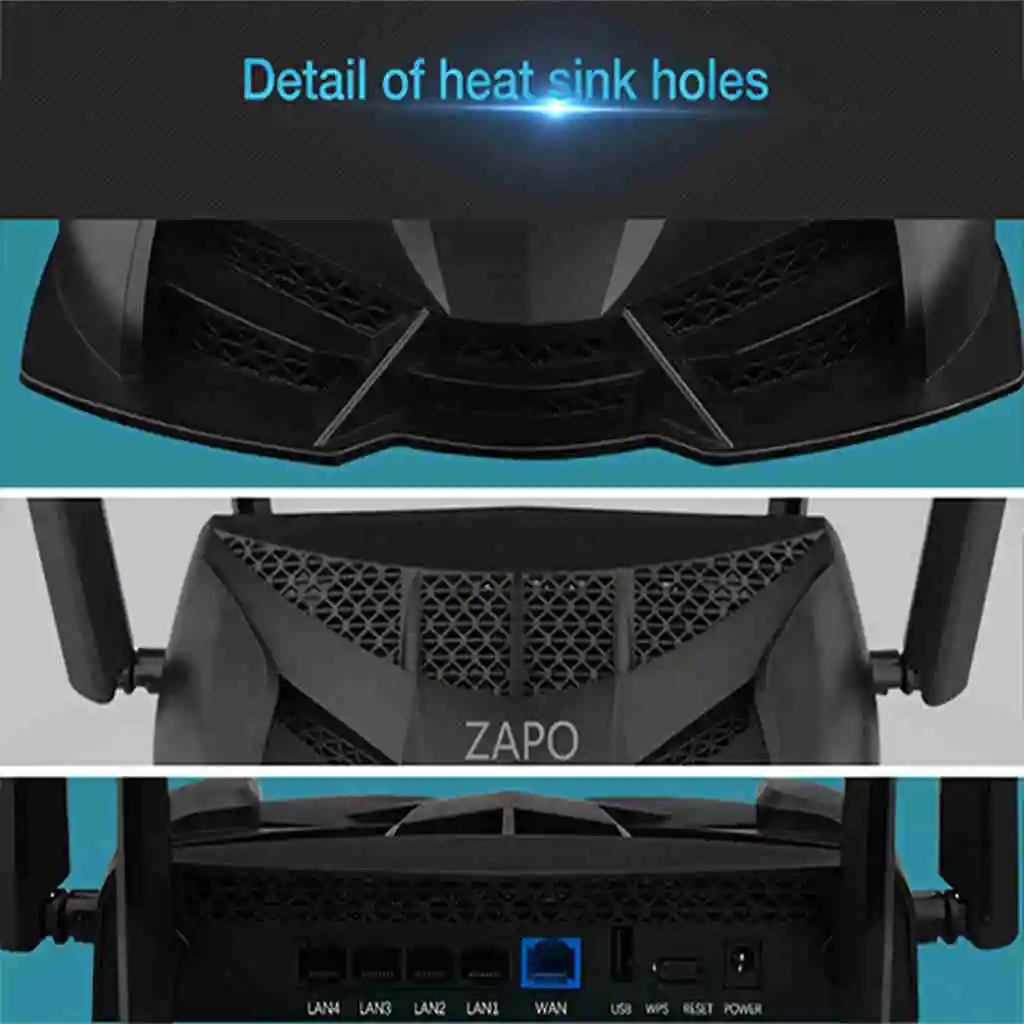  PPYY  -Zapo 1200Mbps Dual Band Usb Wireless Network Ac 2.4Ghz/5Ghz Gaming Router Intelligent Repeat