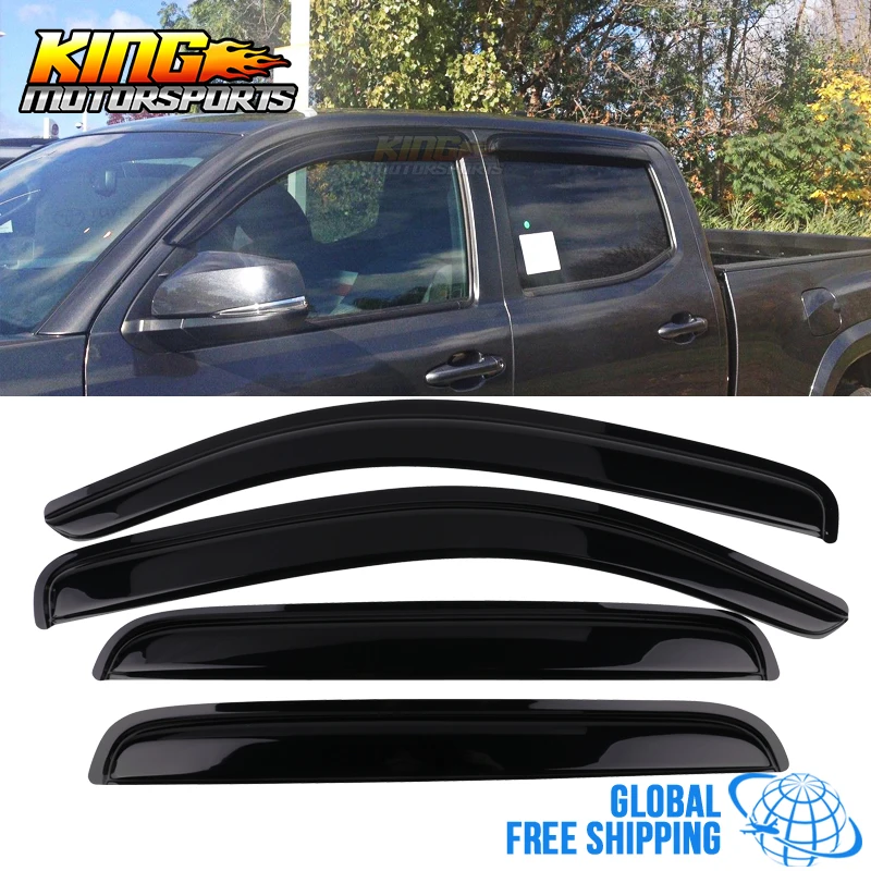 Fits 16 18 Toyota Tacoma Double Cab Acrylic Window Visors 4Pc Set