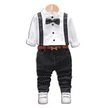 Демисезонный с года до трёх года Комплекты одежды для маленьких джентльменов рубашка Штаны, 2 предмета в комплекте, шт./компл. модные Одежда для маленьких мальчиков и девочек повседневная одежда