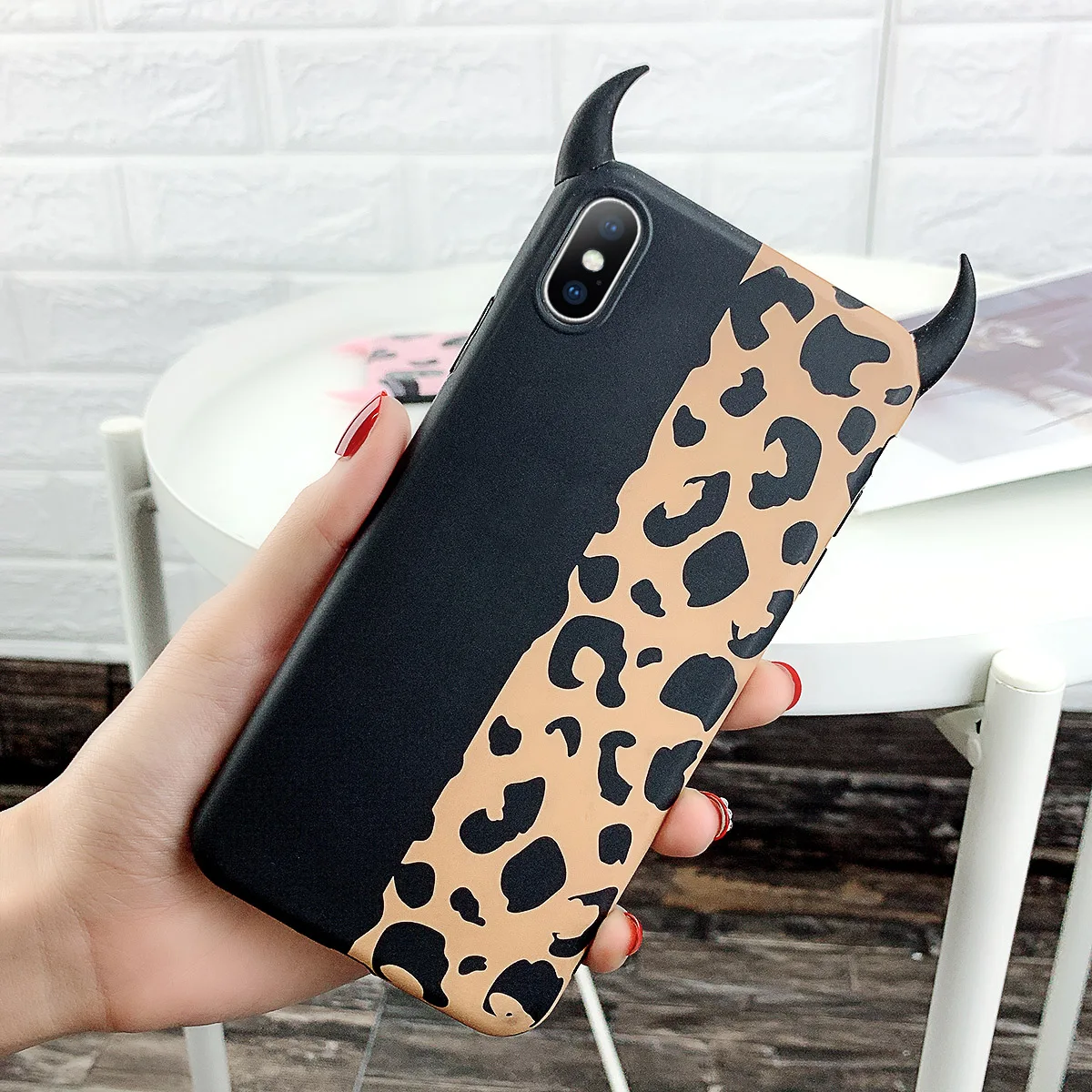

Moskado Leopard Print Phone Case For iPhone 6 6S 7 8 Plus X XR XS Max Case Luxury Cute Pink Devil Horn Soft TPU For iPhone Case