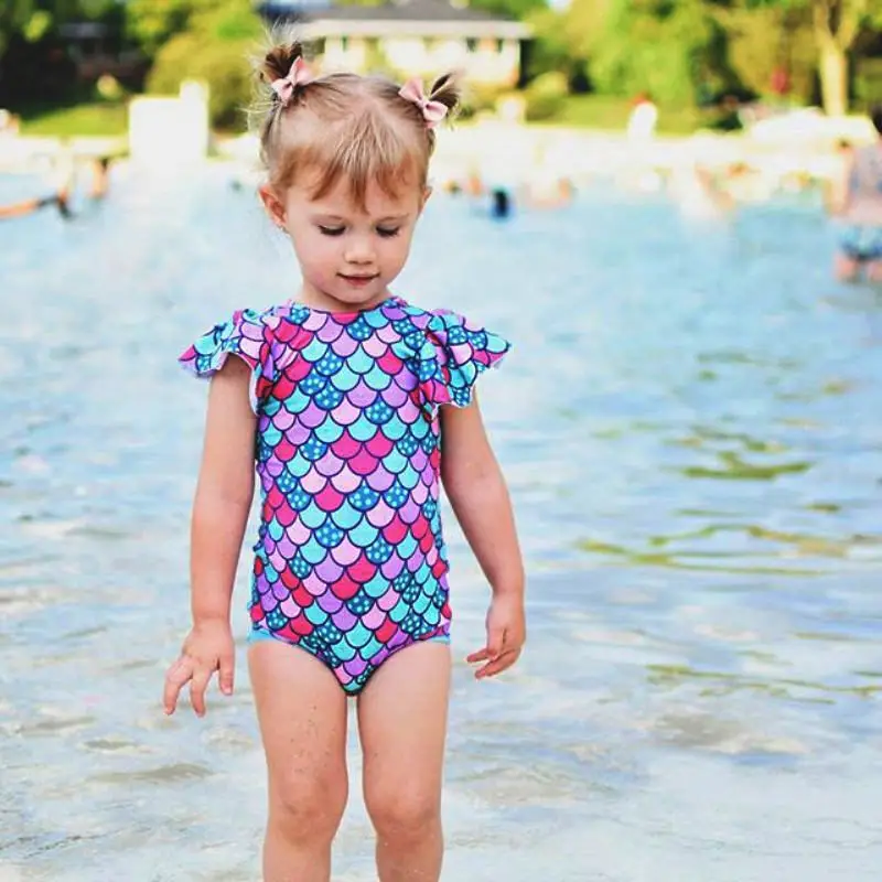 

Kids Baby Girls Fish Scales Mermaid Swimwear Swimsuit Beachwear Bathing Suit Headband Summer Clothes