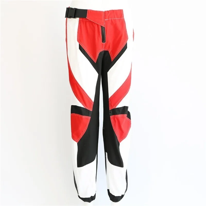 MEIYANGYOUNG Patchwork Cargo Pants Women High Waist Buckle Belt Women Pants Zipper Sweatpants Casual Trousers Pantalon Femme MEIYANGYOUNG Patchwork Cargo Pants Women High Waist Buckle Belt Women Pants Zipper Sweatpants Casual Trousers Pantalon Femme