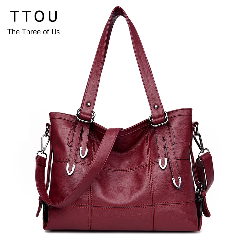 Koop TTOU Luxe Handtassen Vrouwen Tassen Designer Plaid vrouwen Lederen Handtassen Grote Casual Tote Tas Dames Schoudertas Dubbele Pijl
