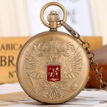 Manteau de bras d'aigle à Double tête, Badge emblème National russe Tourbillon en cuivre pur, montre de poche mécanique, collection d'art