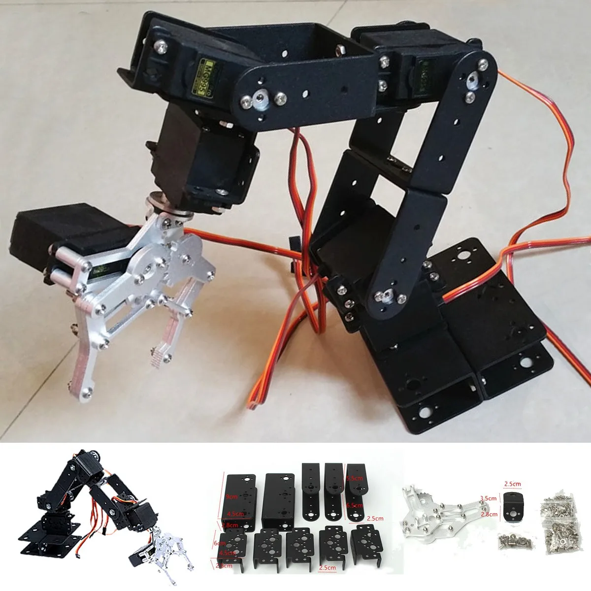 

1set DIY 6 DOF 3D Rotating Metal Mechanical Manipulator Robot Arm Kit for Standard 55 Grams of Steering Gear