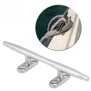 

High Quality Silver 6" Stainless Steel Marine Boat Dock Deck Rope Cleat Hollow Base Bollard Easy to Install