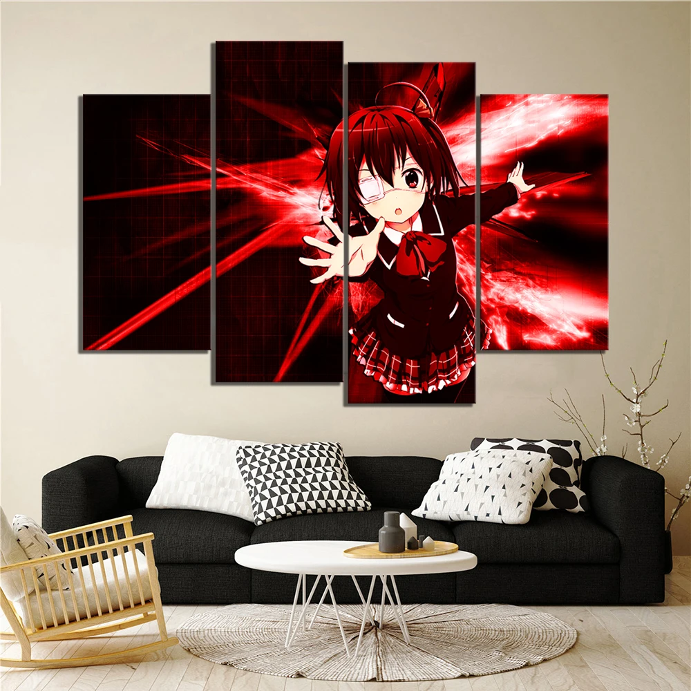 

Home Decor Cyuunibyou Demo Koigashitai Takanashi Rikka HD Anime 4 Piece Painting Poster Home Canvas for Living Room Wall Decor