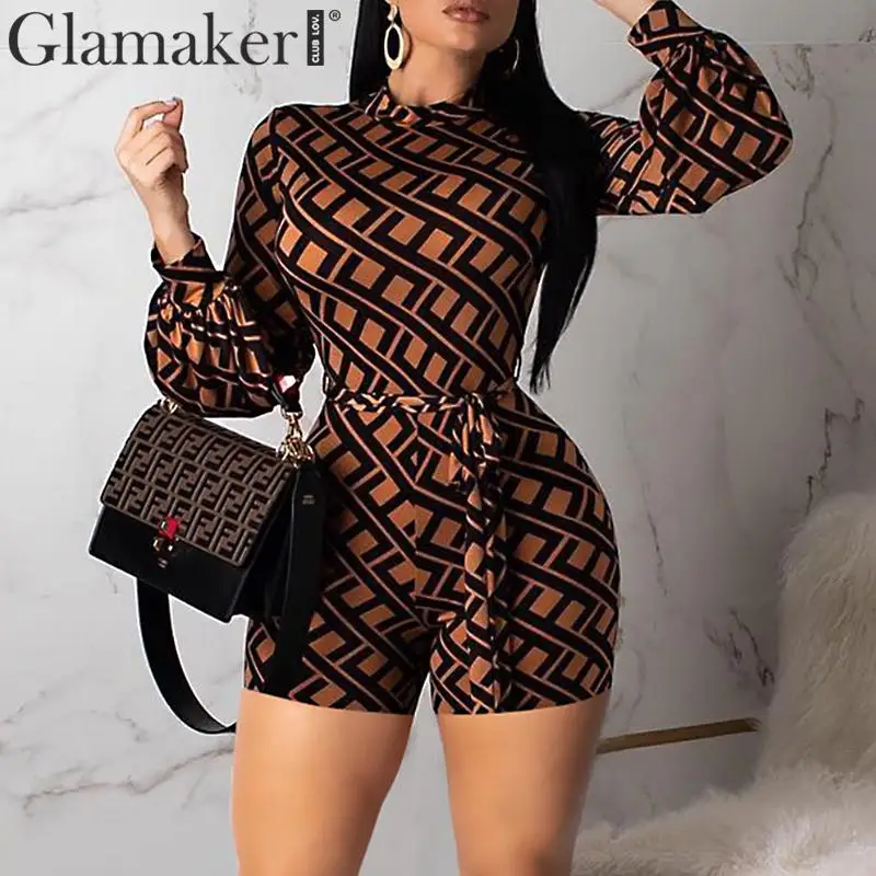 

Glamaker High fashion runway overalls for women jumpsuit romper Long sleeve bodysuit sexy jumpsuit Elastlc jump suit playsuit