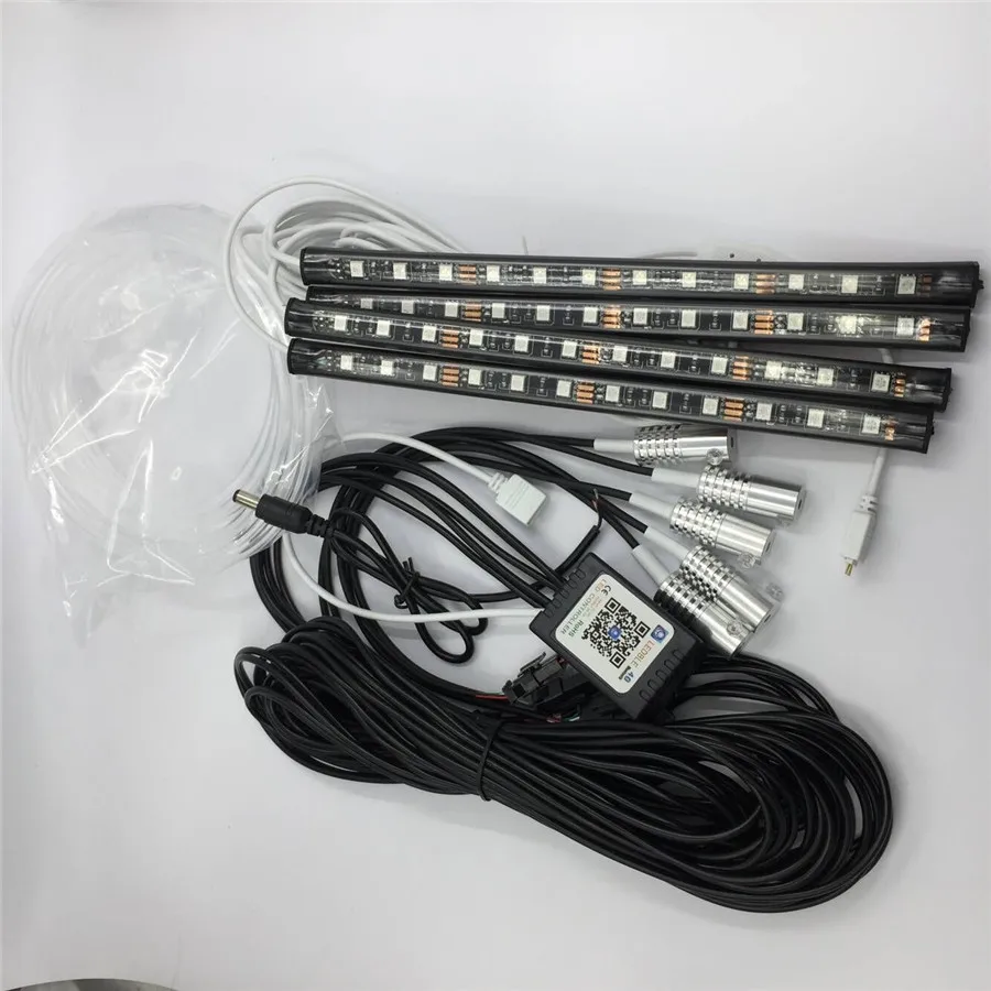  9 in1 RGB LED DC 12V Car Interior Decor Neon With foot lamp integration Fiber Optical Strip Light B - 32997127640