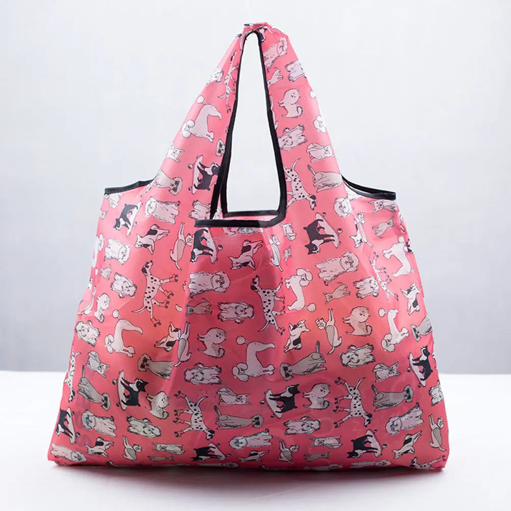 

2018 New Style Fashion Foldable Handy Shopping Bags Reusable Tote Pouch Recycle Storage Handbags Print