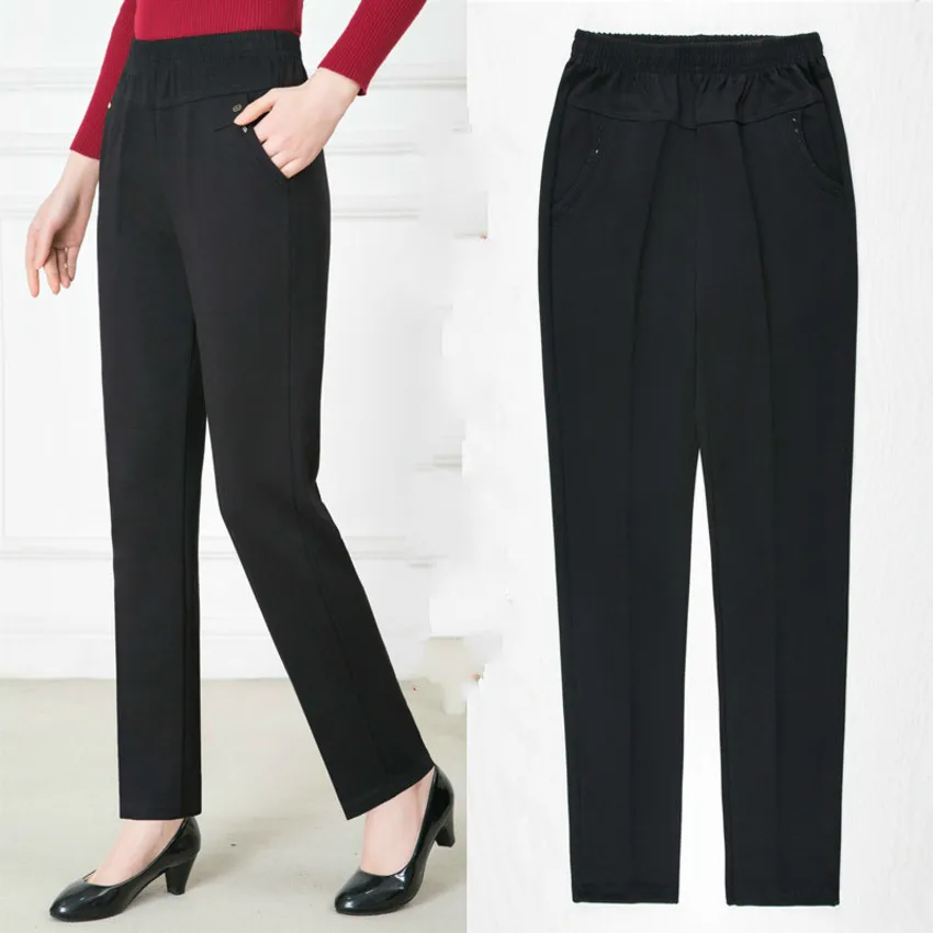 

Spring Autumn Women Pants Casuas Loose Mother Clothing Plus Size Elastic Waist Straight Pants Female Trousers Pantalon Femme