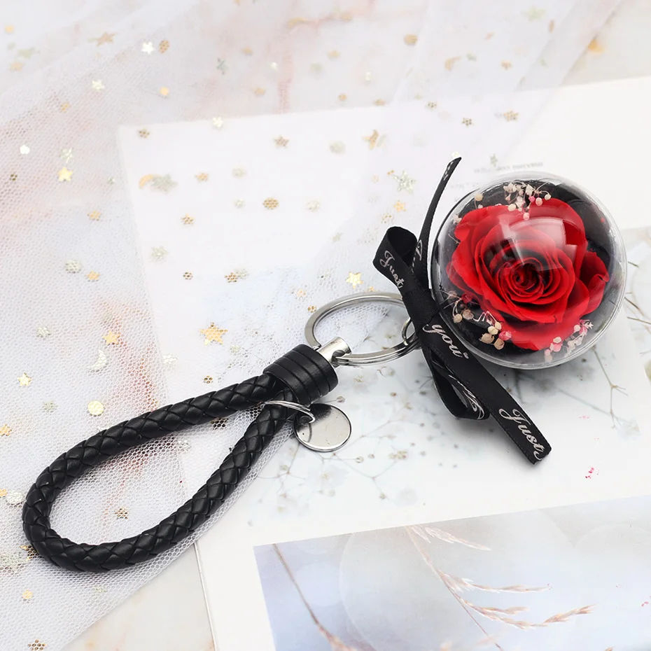 

Preserved Roses Glass Dome Decoration Fresh Rose in Glass Vase Wood Block Wedding Decoration Unique Gift