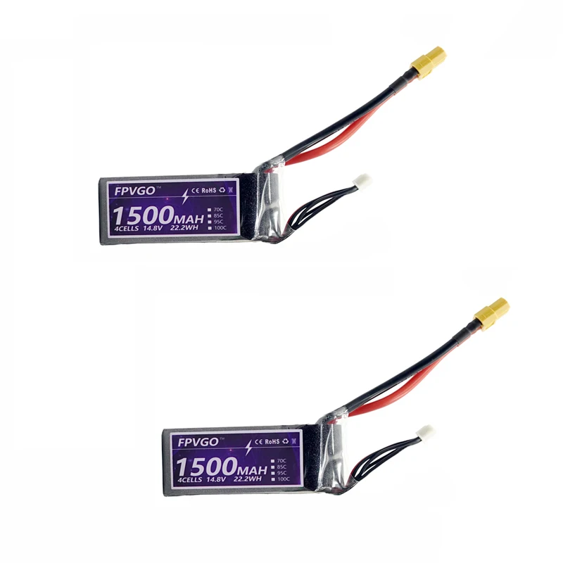 

1PCS/2PCS FPVGO 1500mAh 4S 14.8V 85C 22.2WHh Lipo Battery XT60 Plug For RC Models Spare Part DIY Accessories