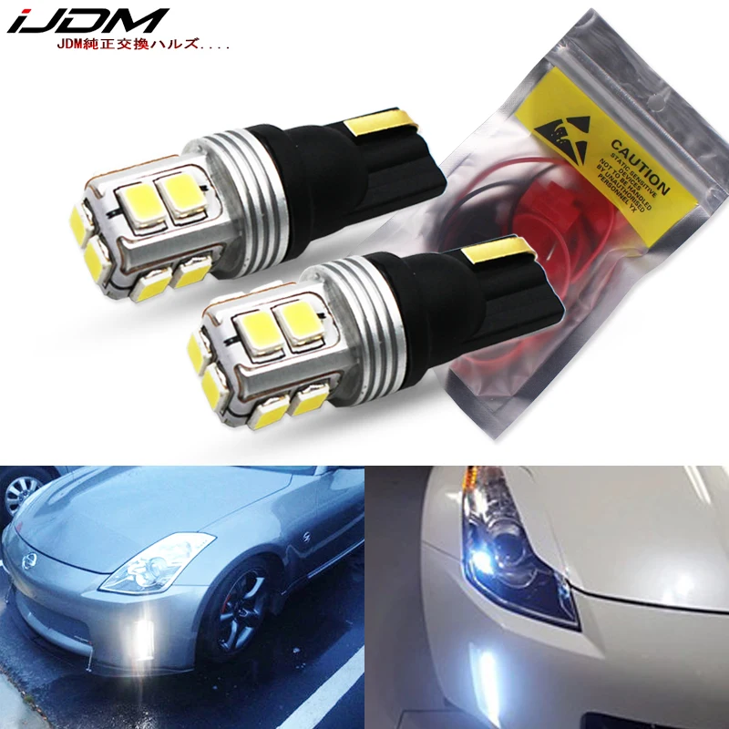 

iJDM LED Daylight Nighttime Enable Wiring Kit+Headlight Color Matching White LED Parking Light Bulbs For 2013-2018 Nissan 370Z