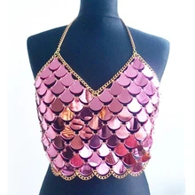 Женская расшитая блестками без спинки укороченный Топ Холтер с глубоким вырезом v-образный вырез с блестками вечерние Клубные топы без рукавов