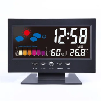 

Brand New Color LCD Screen Calendar Digital Car Clock Car Thermometer Weather Forecast Black