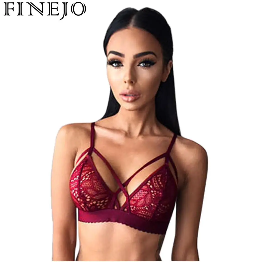 

New Fashion Women Floral Sheer Lace Strappy Unpadded Party, Casual Bra Lingerie V-Neck Sexy Wire Free