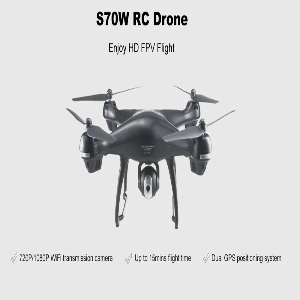 

SJ RC S70W WiFi FPV RC Drone Dual GPS Auto Return Follow Tap to Fly Quadcopter