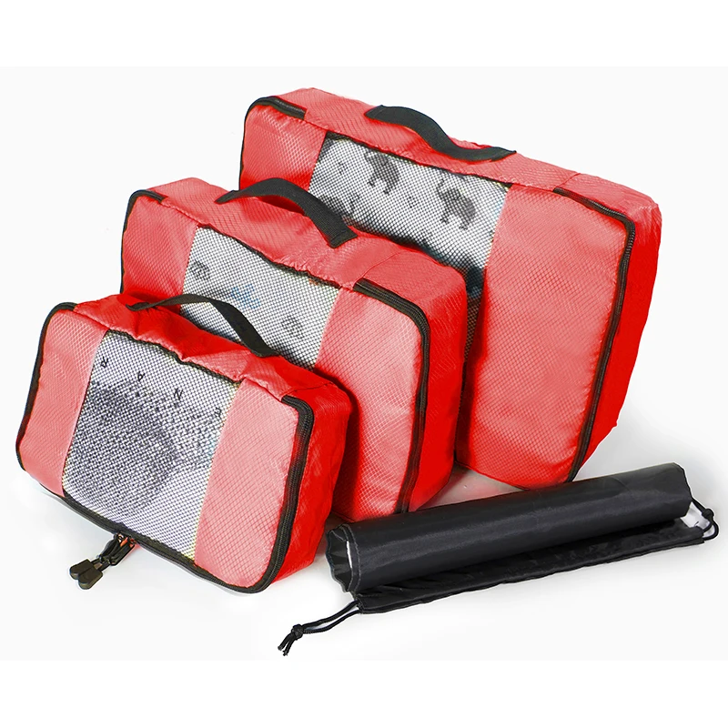 

QIUYIN 3 pcs/set Fashion Nylon Zipper Waterproof Polyester Men and Women Luggage Travel Bags Packing Cubes Organizer Wholesale