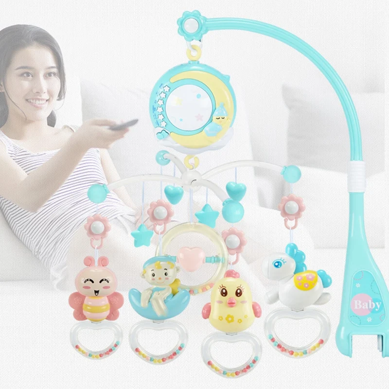 Baratos Baby rattles Crib móviles soporte de juguete giratorio cuna móvil caja Musical proyección 0 12 meses recién nacido bebé niño Juguetes