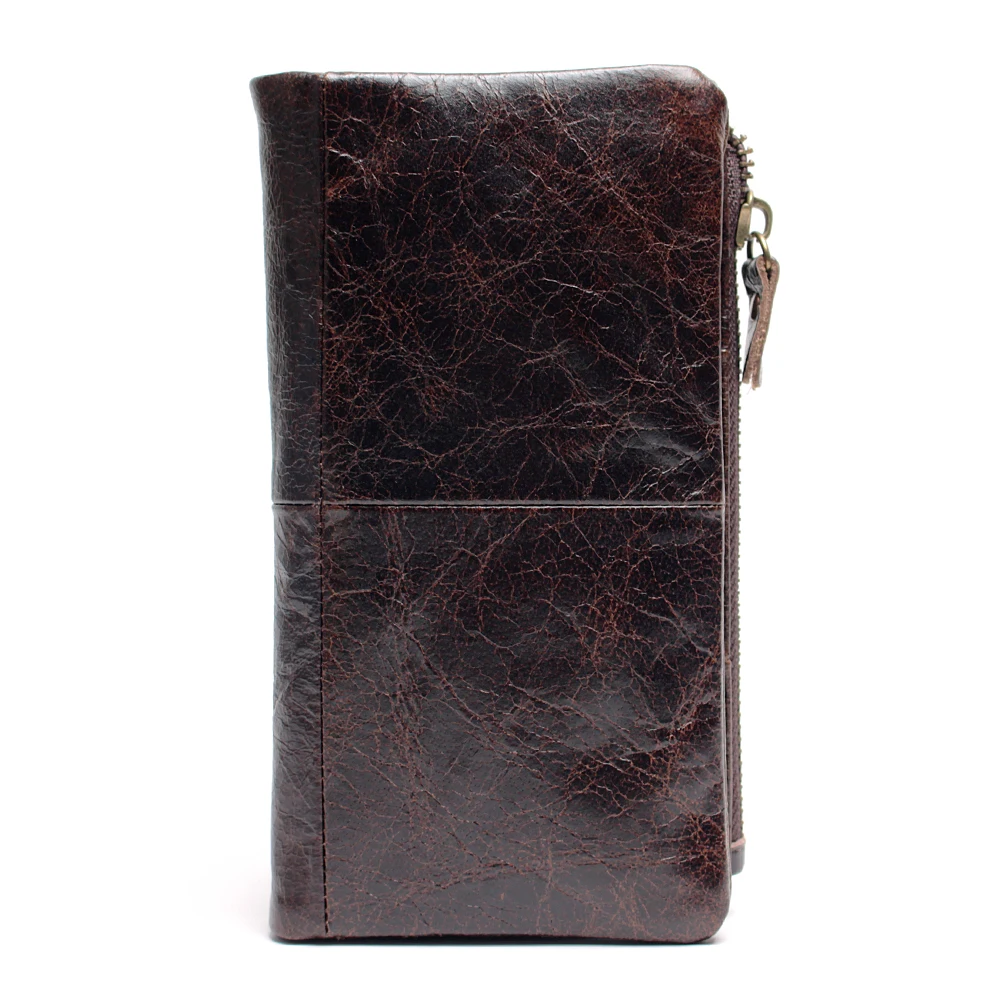 Genuine Leather Men's Wallet Anti RFID European & American Retro Oil For Men  Bifold Male Purse