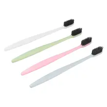 4 шт зубная щетка Bamboo Charcoal Pappus зубная щетка домашняя зубная щетка с головкой коробка(черный и белый
