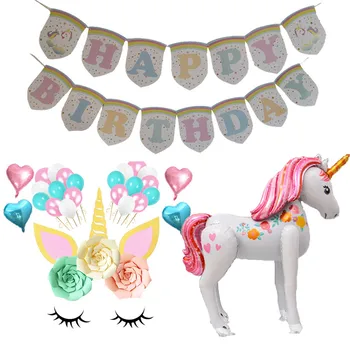 

Unicorn Paper Flower Unicornio 3D Unicorn Large Balloons Magical Party Foil Mylar Balloons Birthday Party Decoration Kids Toy