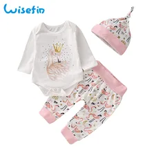 Wisefin/комплект для младенцев, комплект одежды для девочек, одежда для маленьких девочек, комплект зимней одежды для маленьких девочек, комплект с повязкой на голову, топы+ штаны