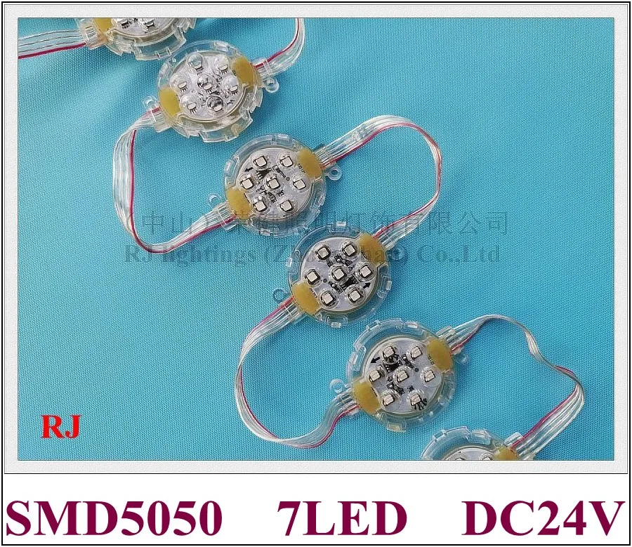 

LED pixel light module exposed light string point light IC 8206 SMD 5050 7 LED 1.68W 140lm DC24V 50mm*50mm*14mm programmable