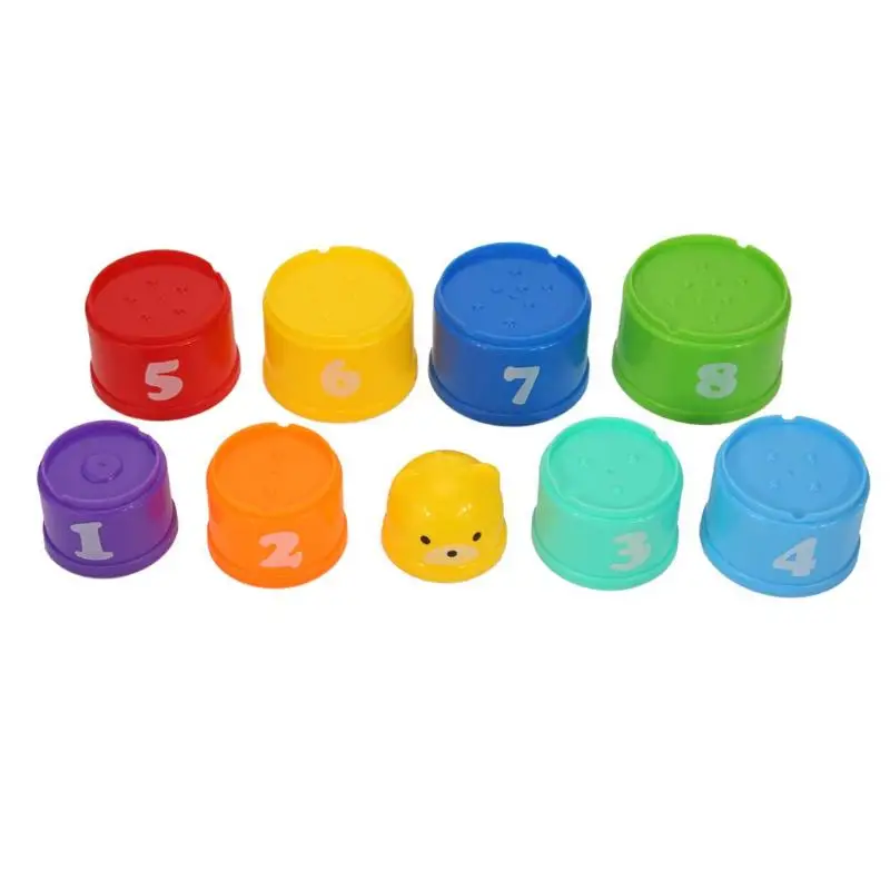 9 шт сваи чашка красочные детские математика игрушка симпатичные чашки игрушка укладки до кучи Кубки подсчитать Пластик ABS количество