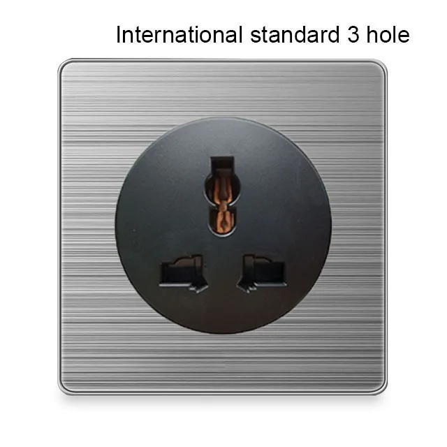 

86 type International standard 2 hole 3 hole Socket 1 2 3 Gang 1 2 Way home switch with led brushed stainless steel switch