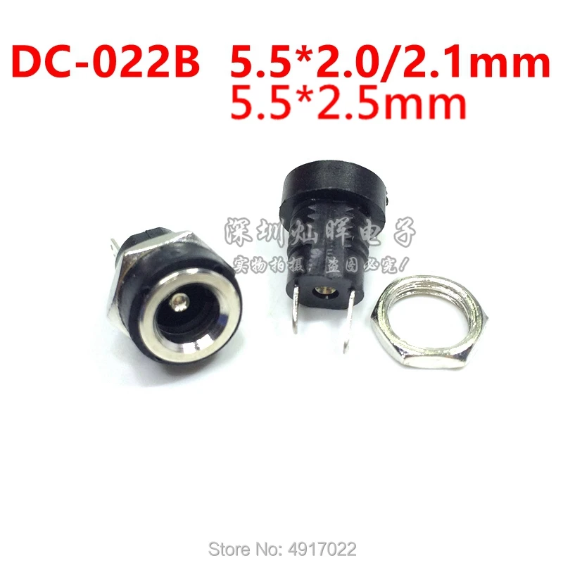 

10PCS DC-022B 5.5x2.1mm 5.5 X 2.1 mm Female DC Power adapter dc jack connector DC022B DC power plug male 5.5*2.1mm 5.5*2.5 mm
