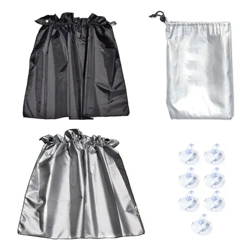 

Double-Sided Sunshade Silver Coating Cloth Multi-functional Car Sunshade Curtain Suction-Type Simple Car Curtain 1 Pair Pack