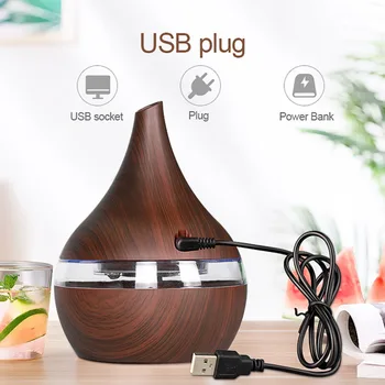 

300ml USB Electric Aroma Air Diffuser Wood Ultrasonic Air Humidifier Essential Oil Aromatherapy Cool Mist Maker For Home
