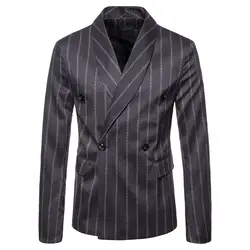 Модный блейзер для мужчин s повседневная куртка в полоску черный Мужской Блейзер Куртка Плюс Размер Классический мужской s костюм куртки