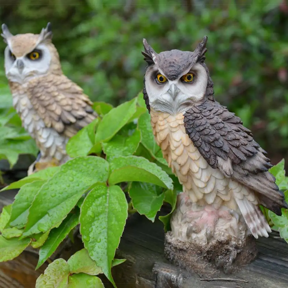 Simulate Owl Shape Decoy Realistic Adornment for Garden Birds Outdoor Decoration